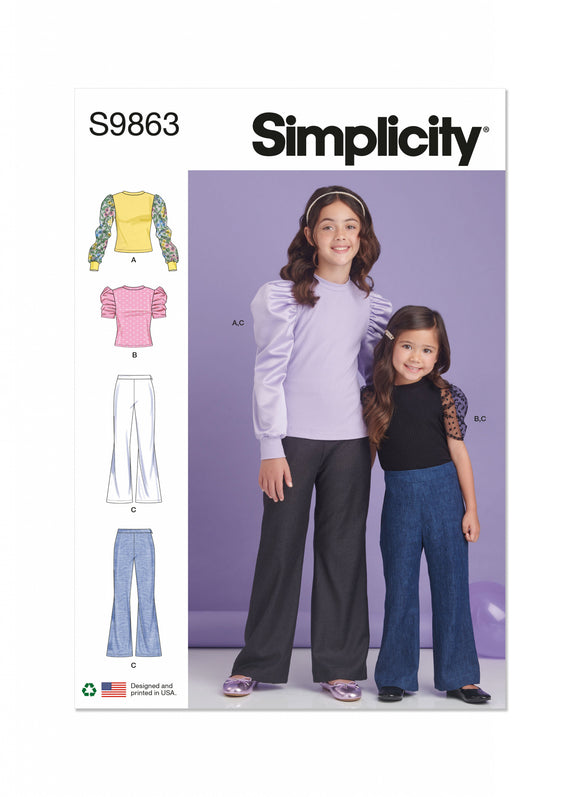 9863 Children's and Girls' Top and Trousers