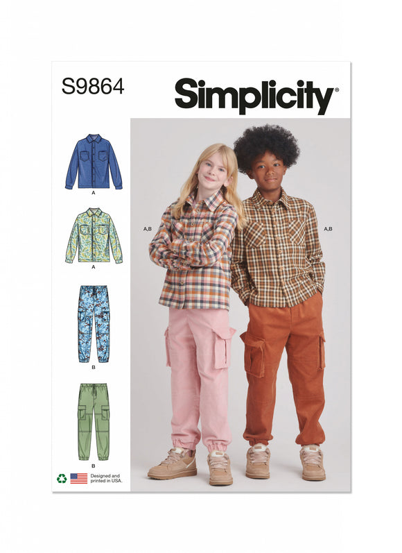 9864 Girls' and Boys' Shirt and Cargo Trousers