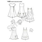 1456 Child's and Girls' Dress with Bodice Variations and Hat