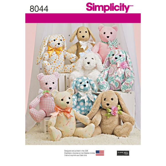 8044 Two-Pattern Piece Stuffed Animals