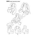 8044 Two-Pattern Piece Stuffed Animals