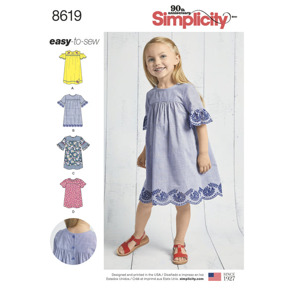8619 Child's Easy to Sew Dresses