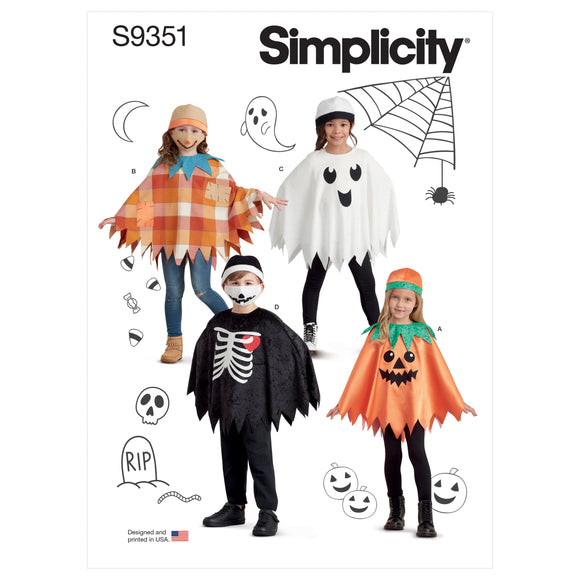 9351 Children's Poncho Costumes, Hats and Face Masks