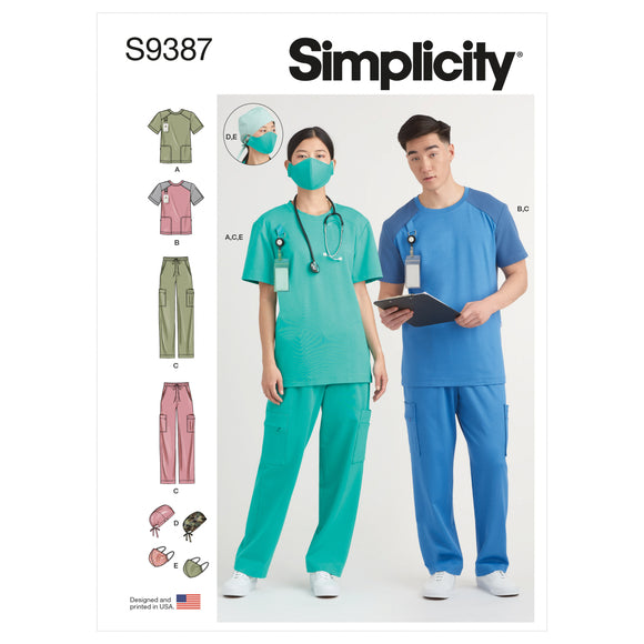 9387 Unisex Knit Scrub Tops, Trousers, Cap and Mask