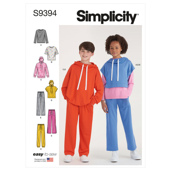 9394 Boys' and Girls' Oversized Knit Hoodies, Trousers and Tops