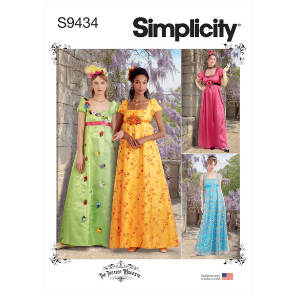 9434 Ladies and Women's Regency-style Dresses
