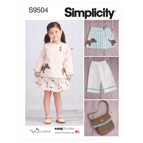9504 Children's Jacket, Skirt, Cropped Trousers and Bag