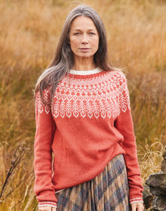 10131 Ladies 4 Ply Fairisle Yoked Sweater