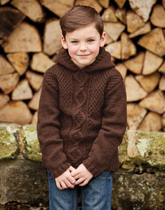 2508 Boys Aran Hooded Sweater