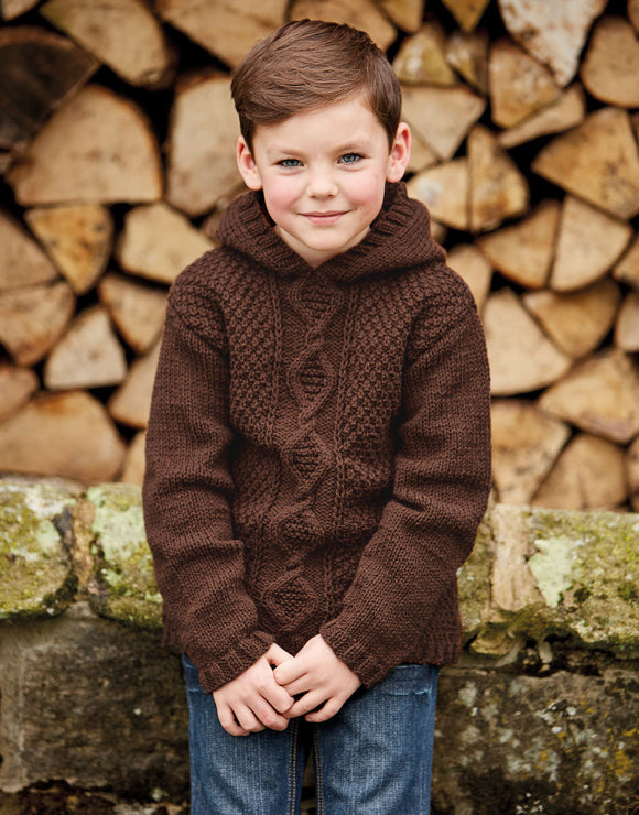 2508 Boys Aran Hooded Sweater