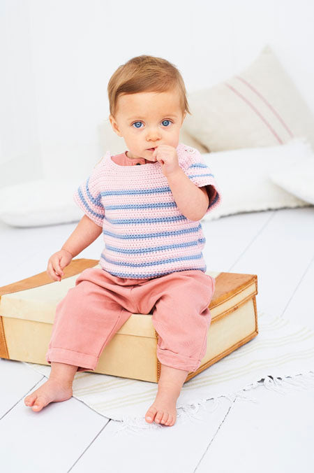 9608 Baby DK Crochet Striped top & Sweater