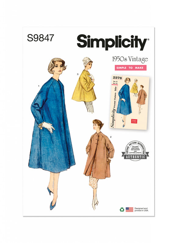 9847 Ladies Vintage Coat in Three Lengths