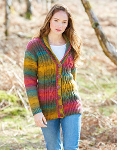 10084 Ladies Chunky Shawl Collar Cardigan