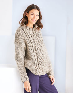 Sirdar 10190 Cable Panel Sweater in Super Chunky