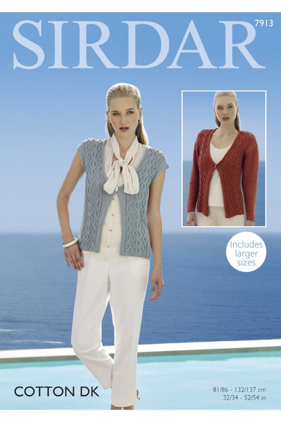 Sirdar 7913 Woman's Cardigan and Waistcoat in Cotton DK