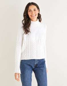 10221 Ladies Aran Roll Neck Sweater