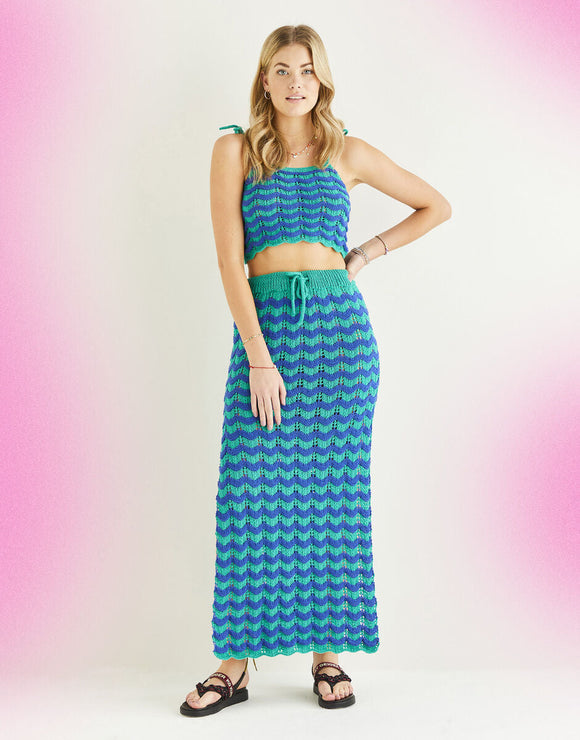 10542 Double Knit Maxi Skirt & Crop Top