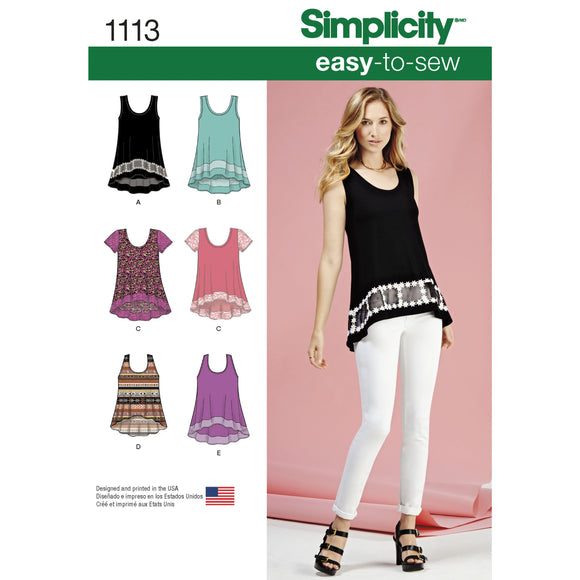 1113 Ladies Easy-To-Sew Knit Tops