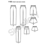1165 Ladies Pull-on Trousers, Long or Short Shorts