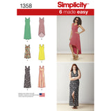 1358 Ladies Knit Dresses with Length and Neckline Variations