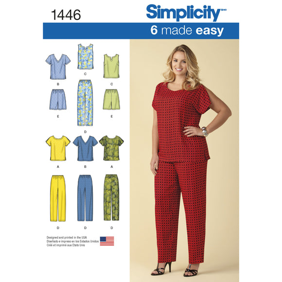 1446 Six Made Easy Pull on Tops and Trousers or Shorts for Plus Size