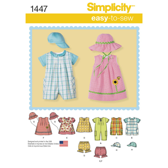 1447 Babies Romper, Dress, Top, Panties and Hats