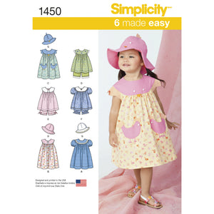 1450 Toddlers Dress, Top, Panties and Hat