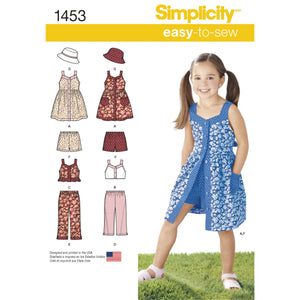 1453 Child's Dress, Top, Trousers or Shorts and Hat