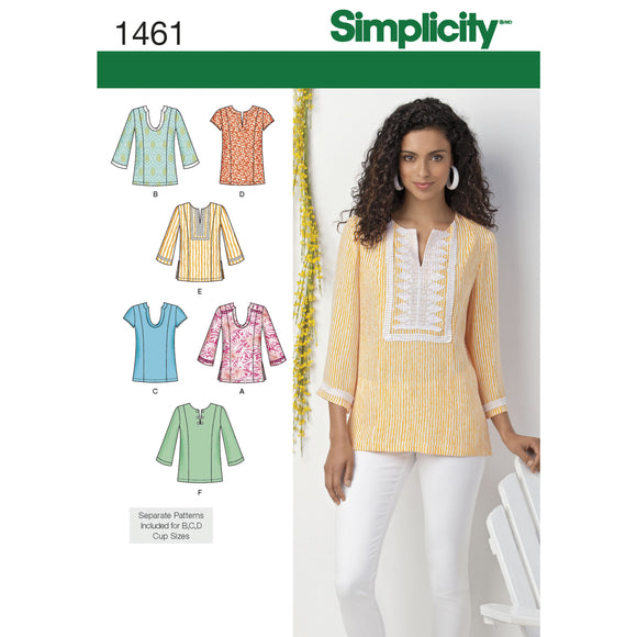 1461 Ladies and Plus Tunic with Neckline and Sleeve Variations