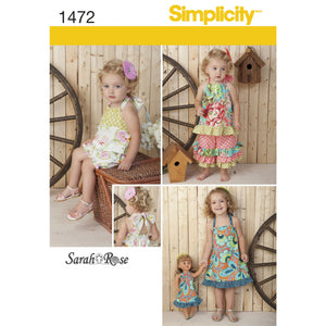 1472 Toddlers Romper, Dress, Top, Trousers & 18" Doll Dress