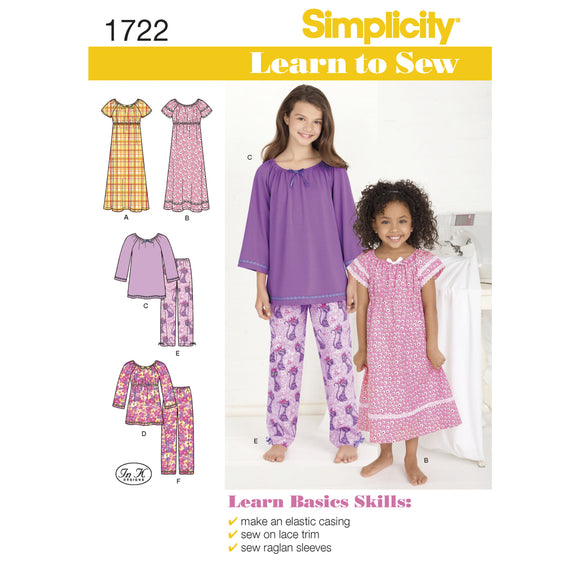 1722 Learn to Sew Child's and Girl's Loungewear
