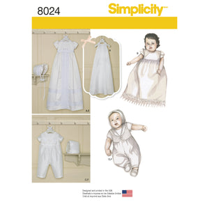 8024 Babies Christening Sets with Bonnets