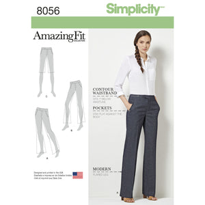 8056 Amazing Fit Ladies and Plus Size Flared Trousers or Shorts