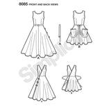 8085 Ladies Vintage 1950's Wrap Dress in Two Lengths