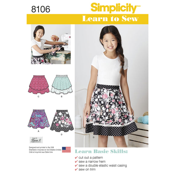 8106 Learn To Sew Skirts for Girls