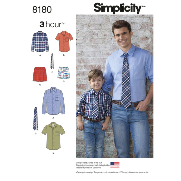 8180 Boys and Men's Shirt, Boxer Shorts and Tie