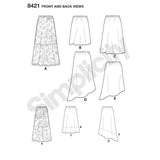 8421 Ladies Skirts in Three lengths with Hem Variations