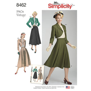 8462 Ladies Vintage Blouse, Skirt and Lined Bolero