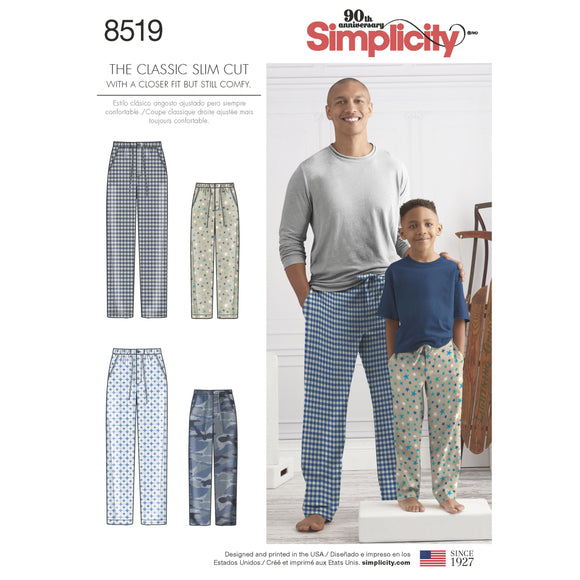 8519 Boys and Men's Slim Fit Lounge Trousers