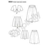 8654 Ladies Vintage Skirt, Shorts and Tie Top