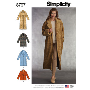 8797 Ladies Loose Fitting Lined Coat