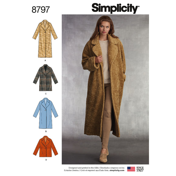 8797 Ladies Loose Fitting Lined Coat