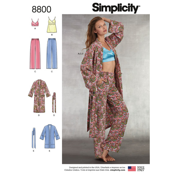 8800 Ladies Pyjamas with Robe, Trousers, Top and Bralette