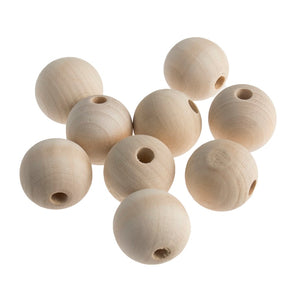 Macrame Beads ; Beech Wood: 25mm: 9 Pieces