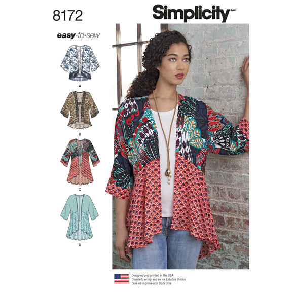 8172 Ladies Kimono-Inspired Robe Jackets with Variations
