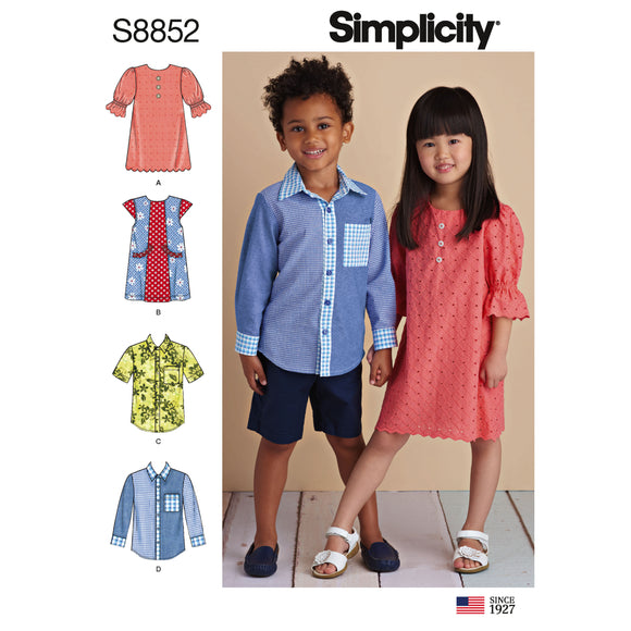 8852 Child's Dresses and Shirt