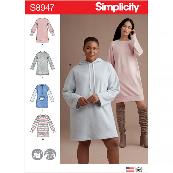 8947 Ladies Knit Sweatshirt Mini Dresses