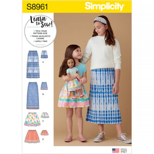 8961 Children's, Girls, and Dolls' Skirts