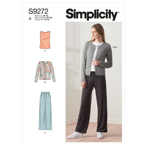 9272 Ladies Knit Cardigan Top and Trousers