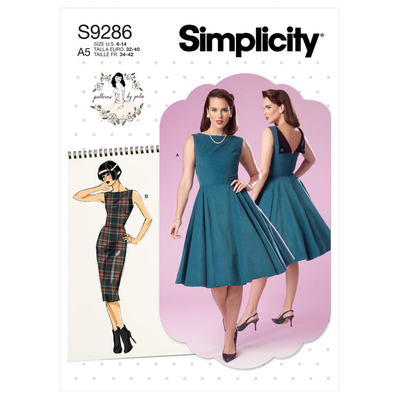 9286 Ladies Fold-back Facing Dresses